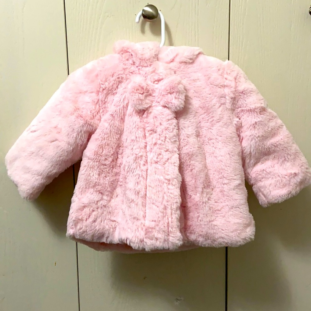 Little Me Pink Faux Fur Hooded Coat